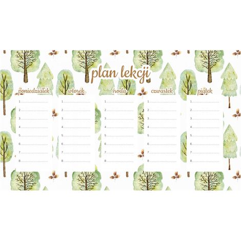 Piano di lezione magnetico Alberi pastello 45x26 cm