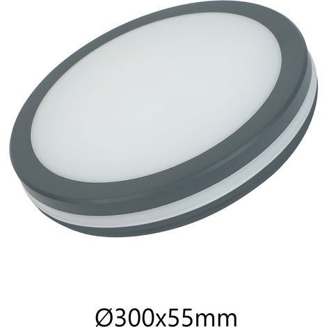 Alcapower Plafoniera LED Rotonda 24W IP54 IK08 CCT Selezionabile 3000K-4000K-6500K 2400lm Grigio, Lampada da Soffitto ad Alta Efficienza Energetica