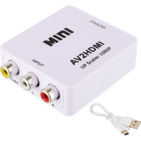 (Blanc) Adaptateur RCA vers HDMI Convertisseur AV en HDMI, 1080P Supporte PAL/NTSC RCA Composite CVBS Convertisseur Audio Vidéo avec USB Câble pour PC/Xbox/TV/STB/VHS/DVD/Wii (1/4)