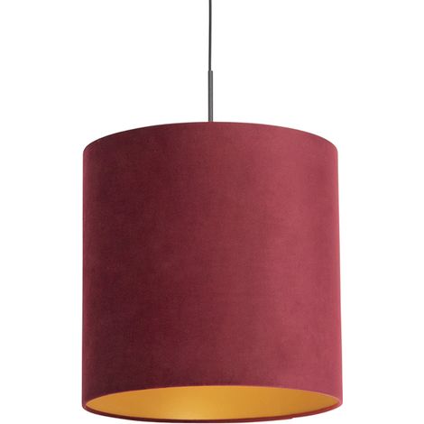 Pendant Light with Velvet Shade Red with Gold 40 cm - Combi