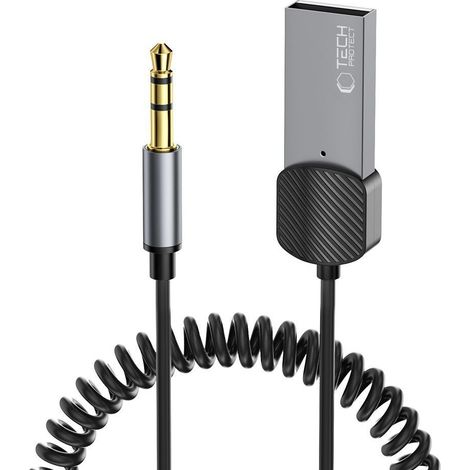 Adaptador de audio AUX con conector mini jack de 3,5 mm (macho) - Bluetooth - gris (1/5)