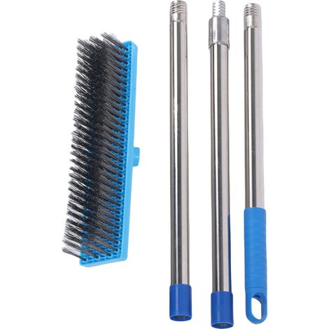 Balai en fil d'acier robuste de 30cm, manche télescopique en acier inoxydable, brosse à récurer pour sol extérieur 120cm/47,2 pouces