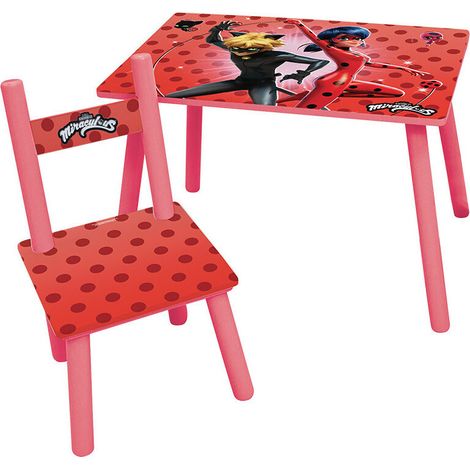 Table rectangulaire en bois + 1 Chaise Miraculous (1/2)