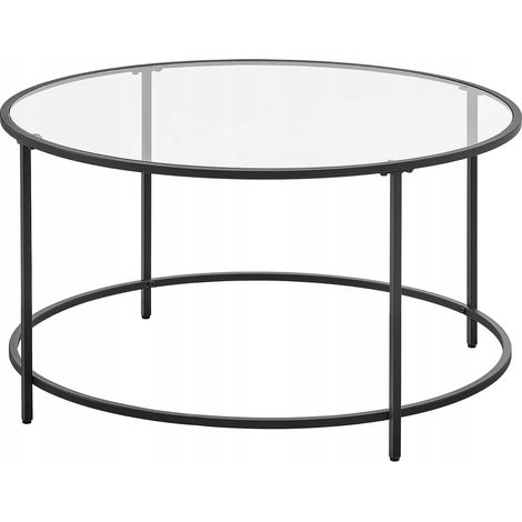 Valora Table Basse Ronde Verre et Acier Noir pour Salon (1/5)