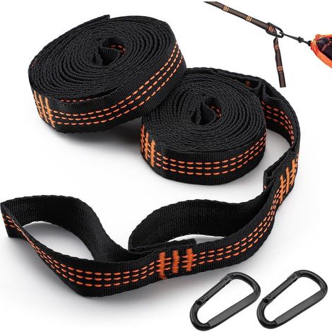2 Pièces Sangles pour Hamac, 2m2,5cm Fixation Hamac avec 2 Mousquetons,pour BalançOire Camping Charge Maximale : 200 Kg (1/5)