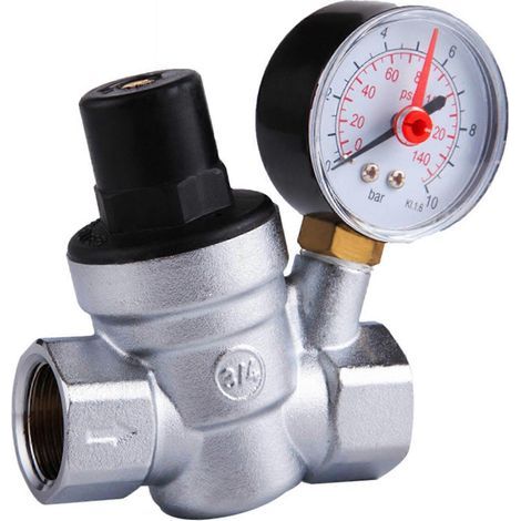 Régulateur de pression d'eau de robinet robuste en laiton DN15 DN20 avec manomètre, usage industriel et domestique, vannes de contrôle de pression pour une utilisation quotidienne DN15 chromé (1/5)