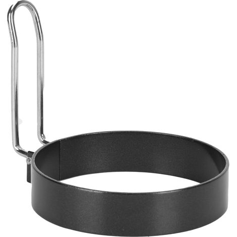 Moule à œufs rond antiadhésif en acier inoxydable avec poignée, idéal pour la cuisine. (1/5)