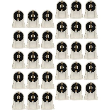 30pièces Lamp Holder Brackets For Fluorescent Tubes Compatible With LED Tube Light Sockets Heat-resistant Abs For Indoor Lighting Replacement Couleur Aléatoire (1/5)