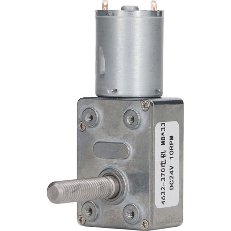 Moteur à engrenages à vis sans fin CC 10 tr/min M8x33 mm, haute précision de transmission, boîtier en laiton et aluminium, 24 V (1/5)