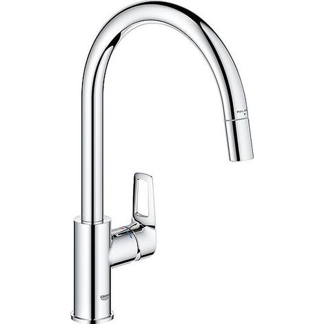 Spültischmischer Grohe Bauloop mit herausziehbarem Auslauf Schwenkauslauf, Ausladung 215 mm, chrom - 30543000