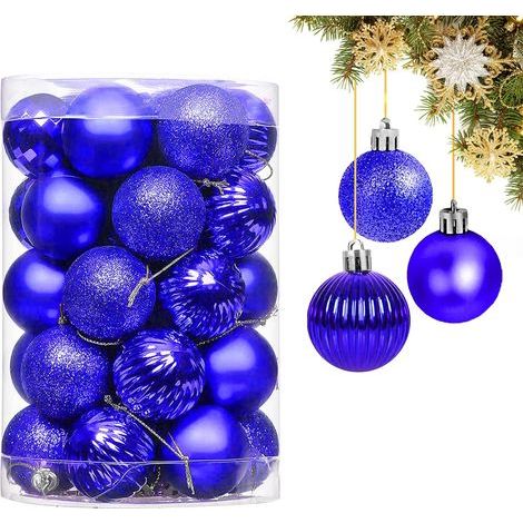 Boules De Noël Bleu, 34 Pièces Noel Decoration Sapin Boules Ornements Bleu Décoratifs Pendentifs, Objets de Décoration de Noël Suspension pour Deco Sapin, Guirlande Noel (1/5)
