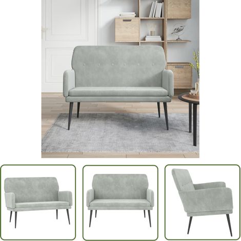 The Living Store Banc Gris clair 108x79x79 cm Velours - Banc Design - Banc Velours - Banc Moderne - Meuble Salle À Manger - Chaise Longue (1/5)