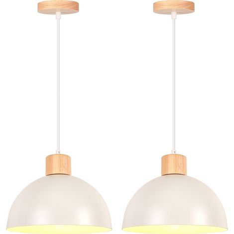 2PCS Lustre En Métal Vintage Suspension Luminaire Moderne Lampe À Suspension D'Intérieur Simple E27, Blanc Pour Restaurant Cuisine (1/5)