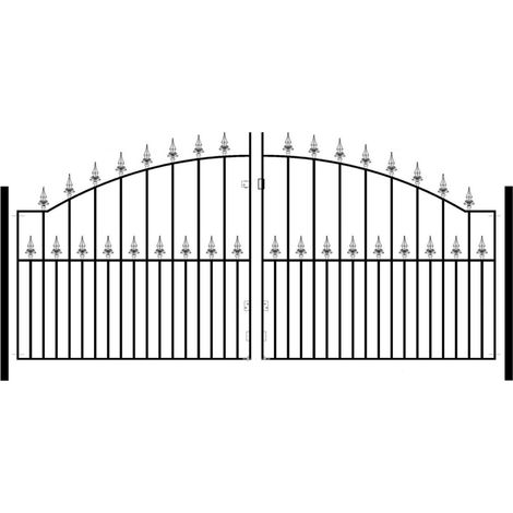 Stirling Scroll Double Driveway Gate - Solid Steel - Fits Gap of 2743 mm x 914 mm High - Electro Galvanised/Black Powder Coated