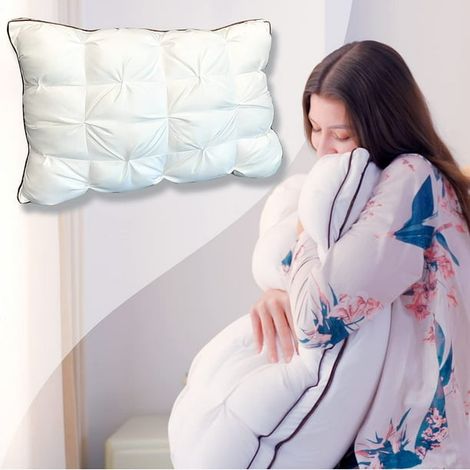 Lot de 2 oreillers ergonomiques moelleux de qualité hôtel, soulagent les douleurs cervicales, réglables et confortables pour un sommeil optimal. (1/5)