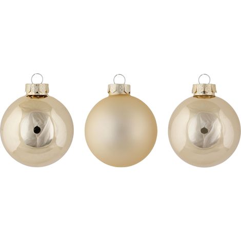 Lot de 12 Boule Noel en Verre, Shiny Matt Opal Champagne,D8 Cm (1/3)