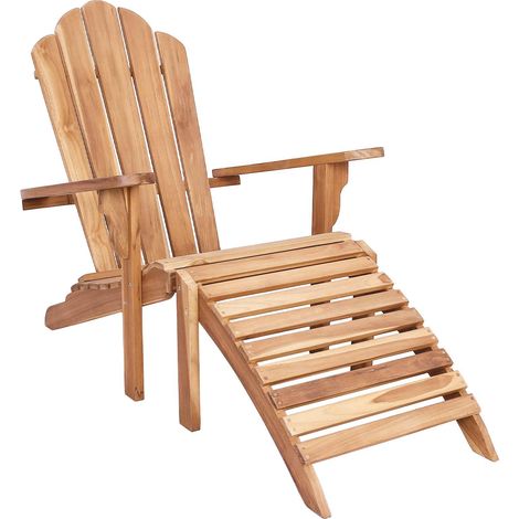 Silla Adirondack de jardín con reposapiés Natural vidaXL (1/5)