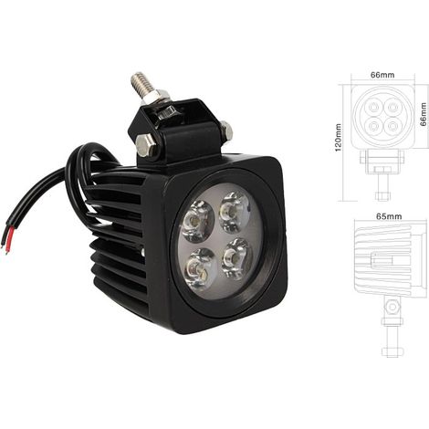 Fanale Quadrato Luci Diurne A Led Work Light Faro Da Lavoro 12V 24V 12W (4X3W) IP67 Bianco (1/3)