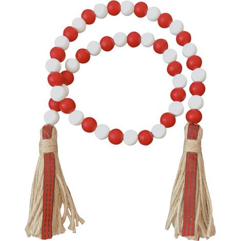 Guirlande Perles Bois - 92 cm - Décoration Rustique pour Plateau à Étages, Cheminée, Arbre de Noël, Intérieur Maison Campagnarde - 1 Pièce (1/4)