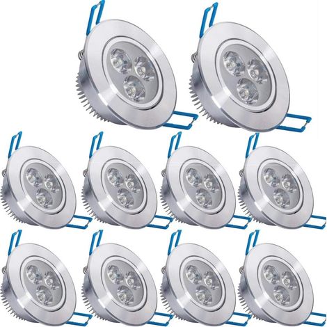 Lot de 10, 110 V 3 W LED Plafonnier encastré, Blanc chaud spot lampe Luminaire encastré, avec pilote pour LED 3.00 W, 110.00 voltsV (1/5)