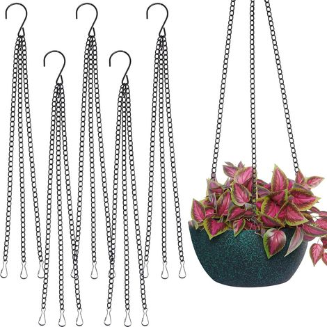 5 Pièces Chaîne de Suspension avec Clip 3 Pattes Chaînes de Panier Suspendu à 3 Brins Métal Rechange Crochet de Chaîne avec Crochet et Clip de Plante Métal Cintre de Panier (1/5)