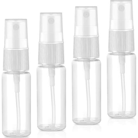 NJCXOLA Lot de 4 flacons de pulvérisation, vaporisateur réutilisable, bouteille de parfum en plastique, 20 ml, bouteille de pulvérisation vide, transparente portable, pour liquide voyage cosmétique (1/5)
