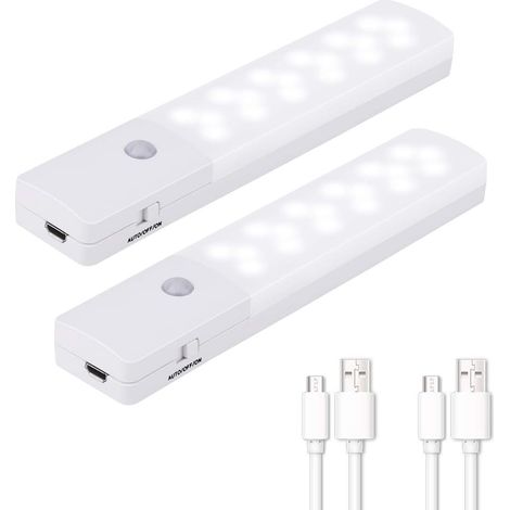 Paquete de 2 luces nocturnas inalámbricas con sensor de movimiento: lámpara recargable de 18 LED para armario, garaje y pasillo. (1/5)