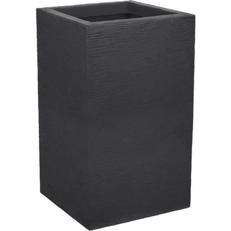 Quadratischer Pflanzkübel in Anthrazit – 1 Stück – Kunstharz – mit Abflussloch – für den Innen- und Außenbereich – 29,5 x 29,5 x 49,5 cm