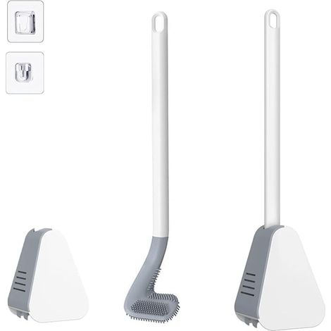 Scopa per WC a forma di pallina da golf, set di scopino e portascopa, scopino per WC in silicone con manico lungo e setole a forma di pallina da golf, scopino per WC senza punti ciechi, scopino per WC (1/5)
