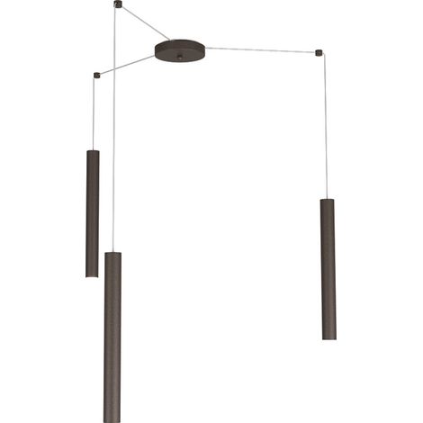 Sospensione Moderna Round Tube Metallo Marrone 3 Luci Gu10 (1/4)