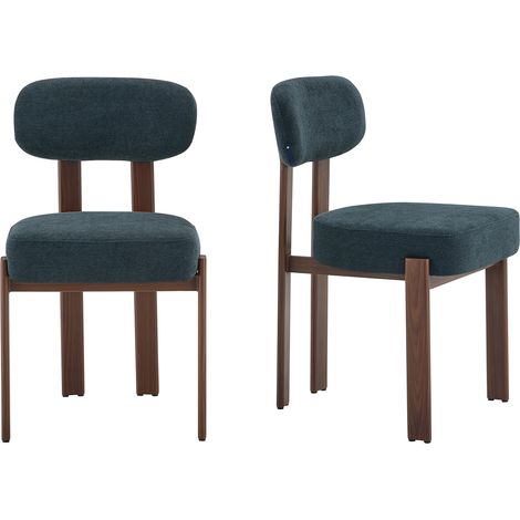 CAIziEnsemble de 2 chaises de salle à manger de style moderne du milieu du XXe siècle, chaises en lin épaisses rembourrées avec dossier incurvé, style rustique, chaise de cuisine.