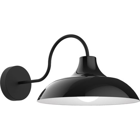 LUMICOM PARIGINA Applique, 1X E27, max 42W, metallo, nero lucido/bianco opaco, D.30cm