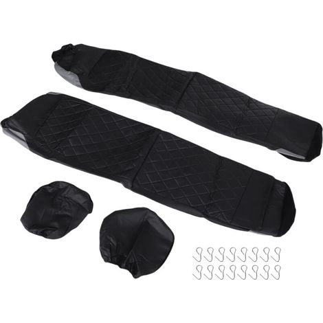Coprisedili universali per auto, set da 4 pezzi per sedili anteriori con poggiatesta, protezioni per auto in pelle PU per tutte le stagioni, grigio -Crezuo