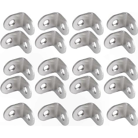 Lot de 20 équerres de renfort d'angle 20 mm x 20 mm pour support d'étagère à 90° (1/5)
