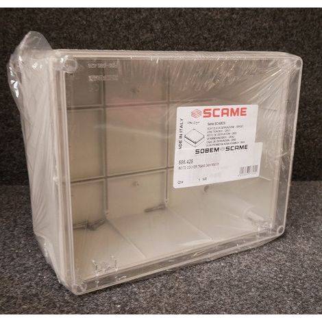 Boite de derivation grise 240x190x125mm avec couvercle à vis transparent IP56 650° SCABOX
