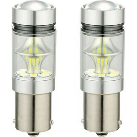 2 ampoules LED 1156 BA15S P 21 W, clignotants, feux stop, feux de recul, blanc xénon, Canbus 6000 K (1/5)