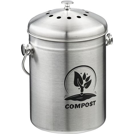 Compostiera in acciaio inox da 5 litri con filtro