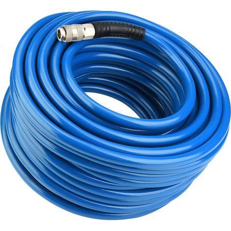 Tuyau pneumatique flexible en PVC bleu de 30 m avec raccord rapide pour compresseur d'air (1/5)