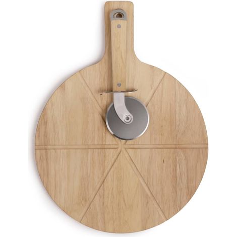 Set a pizza - LIVOO - MES138 - 40 x 30 x 1,5 cm - 1 roulette a pizza - En bois d'hévéa (1/5)
