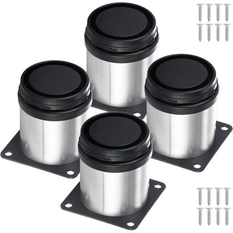 Verstellbare runde Möbelfüße aus Edelstahl – 50 × 60 mm – 4er-Set – Für Tische, Sofas, Schränke oder Küchenmöbel