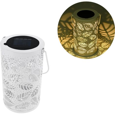 Lanterne solaire de jardin étanche d'extérieur avec motif de feuilles en métal - Idée cadeau de Noël (1/5)