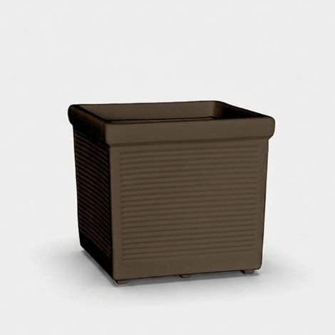 Vaso da esterno quadrato in LLDPE Millerighe Quadrato Piccolo - Marrone (1/3)