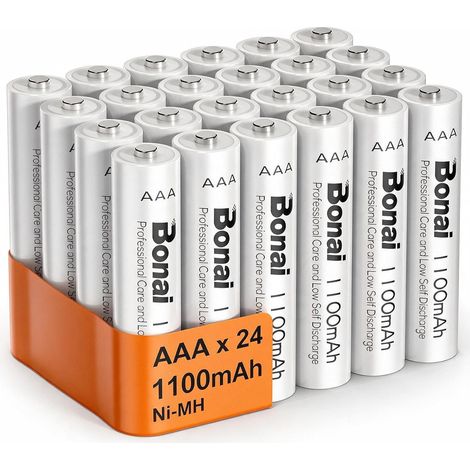 Lot de 24 Piles Rechargeables AAA 1100mAh 1.2V Ni-MH, Mega Pack Haute Capacité, 1200 Cycles, Anti-Fuite – Idéal pour Jouets Enfants, Guirlandes (1/5)