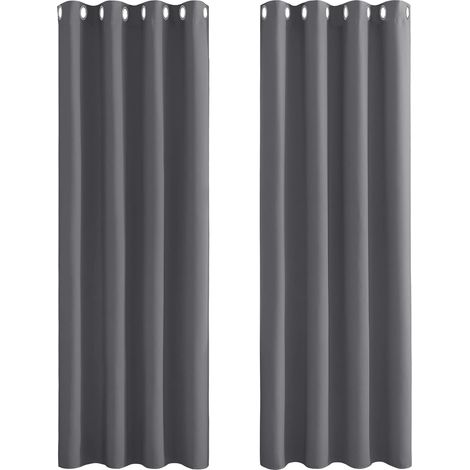 Rideau Occultant - Rideaux Thermique Gris Paire de Rideaux à Oeillets Isolation Thermique Décoration Anti Chaleur pour Chambre 140 x 240 cm 2 Pièces (1/5)