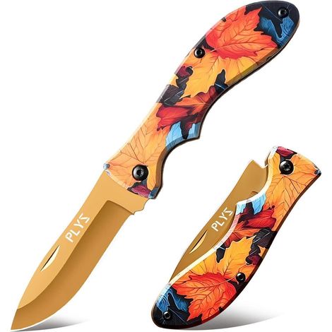 Klappmesser mit Ahornblatt-Muster, Edelstahlklinge, Outdoor, Wandern, Geschenk