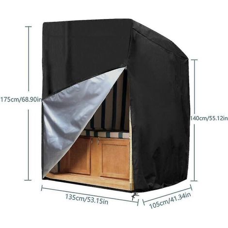 Schutzhülle für Strandkorb-Strandstühle aus wasserdichtem und reißfestem Oxford-Gewebe, 135 x 105 x 175 cm / 140 cm (1/3)