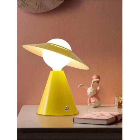 Lampada Da Tavolo Scrivania Comodino Lume Porta Lampadina E27 Lumetto Giallo (1/4)