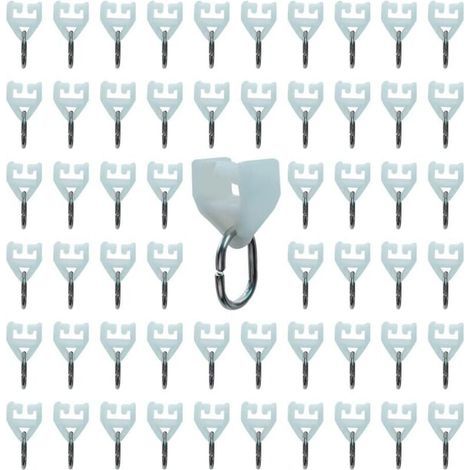 Curtain Rail Rollers - 80 Pieces Outdoor Curtain Rail Hook Slider Rail, Plastic Curtain Pulley (White) (1/4)