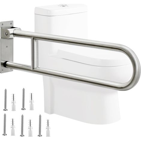 Barre d'appui de 75 cm pour personnes âgées, aide à la verticalisation pliable pour toilettes et salle de bain, barre d'appui de toilette en acier inoxydable 304, capacité de charge 300 à 350 kg (1/5)