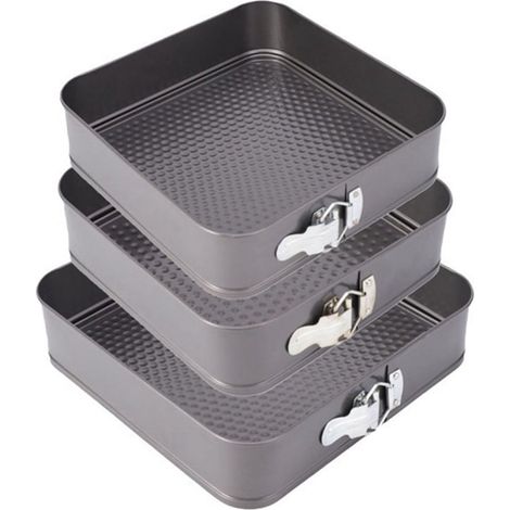 Molde cuadrado de metal antiadherente de tres piezas para tarta de queso, con resorte, a prueba de fugas y extraíble, de 24/26/28 cm. (1/4)
